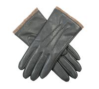 Women’s Three-Point Wool Blend-Lined Leather Gloves with Knitted Cuffs - CHARCOAL / S