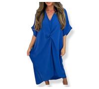 Women’s Tie Knot V-Neck Oversized Midi Dress Batwing Sleeve Smock Dress with Twist Front Lightweight Casual & Party Wear Plus Size 12-22