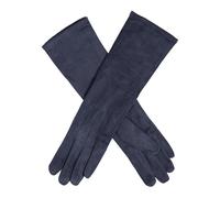 Women’s Touchscreen Long Below-Elbow Velour-Lined Faux Suede Gloves - Navy / One