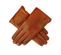 Women’s Touchscreen Single-Point Faux Fur-Lined Leather Gloves - Cognac / S