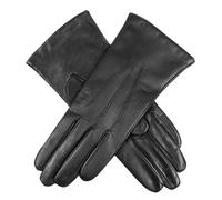 Women’s Touchscreen Three-Point Cashmere-Lined Leather Gloves - Black / 6.5