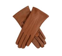 Women's Touchscreen Three-Point Cashmere-Lined Leather Gloves, Cognac, 7
