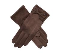 Dents Womens Touchscreen Velour-Lined Faux Suede Gloves - Mocca Brown