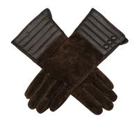 Women’s Touchscreen Water-Resistant Lined Suede Gloves with Leather Cuffs - Mocca / M
