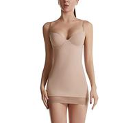 Women S Tulle Hemline Full Slip Shapewear Stretchy Bodysuit Body Shaper With Built In Bra Cami Dress Long Spandex for Women (Beige, XL)