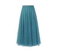 Women 's Tulle Skirts Midi Elastic High Waist Pleated Mesh Flowy A-Line Party Long Tutu Skirts Homecoming Dress (Lake Blue, One Size)