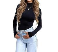 Women’s Turtleneck Long Sleeve Shirt | Fitted High Neck Polo Style Top Soft Lightweight Stretch Layering Tee for Work, Office, and Everyday Casual Wear (UK, Alpha, XS, Regular, Regular, Black)
