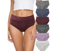 Women’s Underwear Cotton Panties for Women, Soft Ladies Lace Trim Underwear High Waisted Briefs 6 pack, Cotton Underwear - Line 4, XL