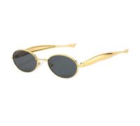 Women s Uv400 Oval Metal Sunglasses, Lightweight Gold Frame with Chunky Temple, Retro Slim Glasses for Driving and Daily Commuting