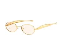Women s Uv400 Oval Metal Sunglasses, Lightweight Gold Frame with Chunky Temple, Retro Slim Glasses for Driving and Daily Commuting