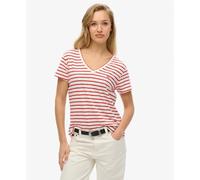 Women’s V-neck logo embroidered flame T-shirt Superdry Rouge M