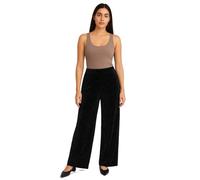 Women’s Velour Velvet Flared Wide-Leg Palazzo Trousers - Soft Elasticated Pants with Pockets