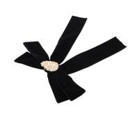 Women’s Velvet Heart Shaped Bow Brooch Pin in Black