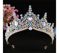 Women’S Vintage Gold Tone Tiara With Water Drop Crystals An Elegant Crown Diadem Hair Accessory For Theatrical And Formal Wear