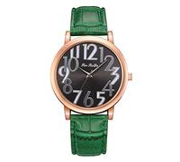 Women’s Watch,ITVIP Shell Rose Gold Digital Quartz Watch Fashion PU Leather Strap Work Watch Strap 245mm green