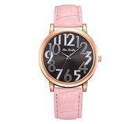 Women’s Watch,ITVIP Shell Rose Gold Digital Quartz Watch Fashion PU Leather Strap Work Watch Strap 245mm pink