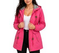 Women’s Waterproof Rain Jacket - Breathable Lightweight Summer Coat - Stylish Diamond Quilted Hooded Spring Windbreaker - Plus Size 12-24 (UK, Numeric, 20, Regular, Regular, Pink)