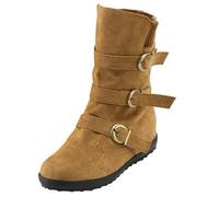 Women’s Wedge Mid Calf Boots, Slouch PU Leather Boots with Side Zipper and Non Slip Sole, Soft Lining Lightweight Comfortable Design, Elegant Everyday Footwear with Refined Stitch Detailing