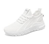 Women’s Wide Fit Running Trainers - Lightweight Breathable Mesh, Cushioned Shock-Absorbent Midsole Supportive Arch Non-Slip Flexible Sole for Walking Gym Jogging Fitness & Everyday Comfort (3.5,White)