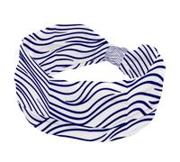 Women’s Wide Headbands, Big Waves in Linear Style White and Blue Color Pattern Stretchy Sports Head Bands Hair Accessories Band for Yoga Running Daily Life