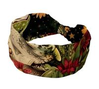 Women’s Wide Headbands, Boho Moon Stars Aesthetic Floral Funny Frog Stretchy Sports Head Bands Hair Accessories Band for Yoga Running Daily Life