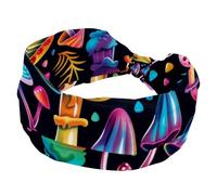 Women’s Wide Headbands, Bright Colorful Froest Mushrooms Stretchy Sports Head Bands Hair Accessories Band for Yoga Running Daily Life