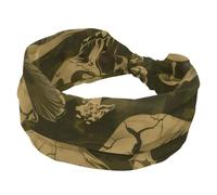 Women’s Wide Headbands, Camouflage Pattern with Skulls Mushrooms Stretchy Sports Head Bands Hair Accessories Band for Yoga Running Daily Life