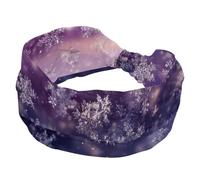 Women’s Wide Headbands, Christmas Falling Snowflakes White Purple Design Stretchy Sports Head Bands Hair Accessories Band for Yoga Running Daily Life