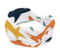 Women’s Wide Headbands, Colorful Shark Silhouette Seamless Pattern Stretchy Sports Head Bands Hair Accessories Band for Yoga Running Daily Life
