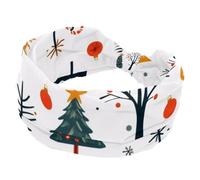 Women’s Wide Headbands, Cute Elements Christmas Tree Stars Twigs and Leaves Stretchy Sports Head Bands Hair Accessories Band for Yoga Running Daily Life