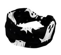 Women’s Wide Headbands, Cute Halloween Ghosts Spooky Pattern Stretchy Sports Head Bands Hair Accessories Band for Yoga Running Daily Life