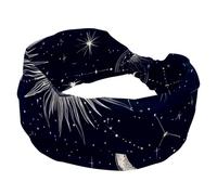 Women’s Wide Headbands, Cute Space with Planets Stars Astrology Pattern Stretchy Sports Head Bands Hair Accessories Band for Yoga Running Daily Life