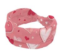 Women’s Wide Headbands, Cute Sweet Pink Love Heart Stretchy Sports Head Bands Hair Accessories Band for Yoga Running Daily Life