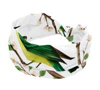 Women’s Wide Headbands, Green Bird and Colorful Butterflies among Floral Branches Stretchy Sports Head Bands Hair Accessories Band for Yoga Running Daily Life