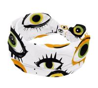 Women’s Wide Headbands, Halloween Cute Eyes Seamless Monsters Pattern Stretchy Sports Head Bands Hair Accessories Band for Yoga Running Daily Life