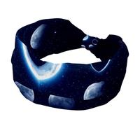 Women’s Wide Headbands, Lunar Phases and Moon in Space Astrology Background Stretchy Sports Head Bands Hair Accessories Band for Yoga Running Daily Life