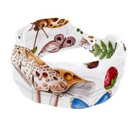 Women’s Wide Headbands, Mushrooms Plants Strawberry Butterflies Pattern Stretchy Sports Head Bands Hair Accessories Band for Yoga Running Daily Life