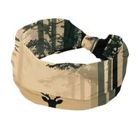 Women’s Wide Headbands, Nature Landscape Forest Wildlife Scene Stretchy Sports Head Bands Hair Accessories Band for Yoga Running Daily Life