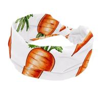 Women’s Wide Headbands, Red Watercolor Cartoon Carrots Stretchy Sports Head Bands Hair Accessories Band for Yoga Running Daily Life