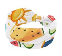 Women’s Wide Headbands, Summer Icons Ice Cream Watermelon Sunglasses Sun Pattern Stretchy Sports Head Bands Hair Accessories Band for Yoga Running Daily Life