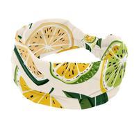 Women’s Wide Headbands, Summer Yellow Lemons and Sliced Fruits Stretchy Sports Head Bands Hair Accessories Band for Yoga Running Daily Life