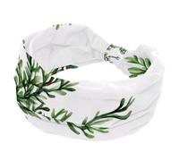 Women’s Wide Headbands, Watercolor Leaves Twigs Stretchy Sports Head Bands Hair Accessories Band for Yoga Running Daily Life