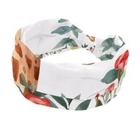 Women’s Wide Headbands, Watercolor Wild Animals Giraffe Forest Red Rose Flower Stretchy Sports Head Bands Hair Accessories Band for Yoga Running Daily Life