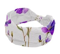 Women’s Wide Headbands, Watercolor Wildflowers with Thin Green Stems Stretchy Sports Head Bands Hair Accessories Band for Yoga Running Daily Life