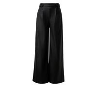 Women’s Wide Leg Elastic Waist Faux Leather Trousers QS Noir 40