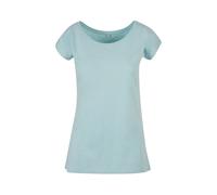Build Your Brand T-Shirt Women's Wide Neck Tee Ocean Blue M
