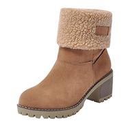 Women’s Winter Ankle Boots, Faux Fur Lined Short Boots with Fold over Cuff Design, Non Slip Sole and Soft Cushioned Insole, Warm Comfortable Walking Footwear with Contemporary Casual Style