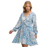 Superdry Woven Tiered Long Sleeve Short Dress Blue L Woman