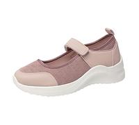 Women Sale Clearance Platform Trainers for Women Slip on Wide Fit Wedge Trainers Lightweight Arch Support Hook Loop Athletic Shoes Non-Slip Running Sneakers Low Top Casual Shoes Breathable Mesh Pink