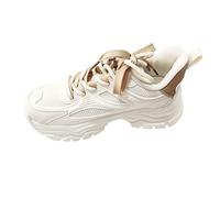 Women Sale Clearance Womens Trainers Breathable Mesh Leather Patch Orthopedic Sneakers Wide Fit Wedge Trainers Fashion Lace Up Tennis Trainers Casual Non-Slip Athletic Shoes Arch Support White